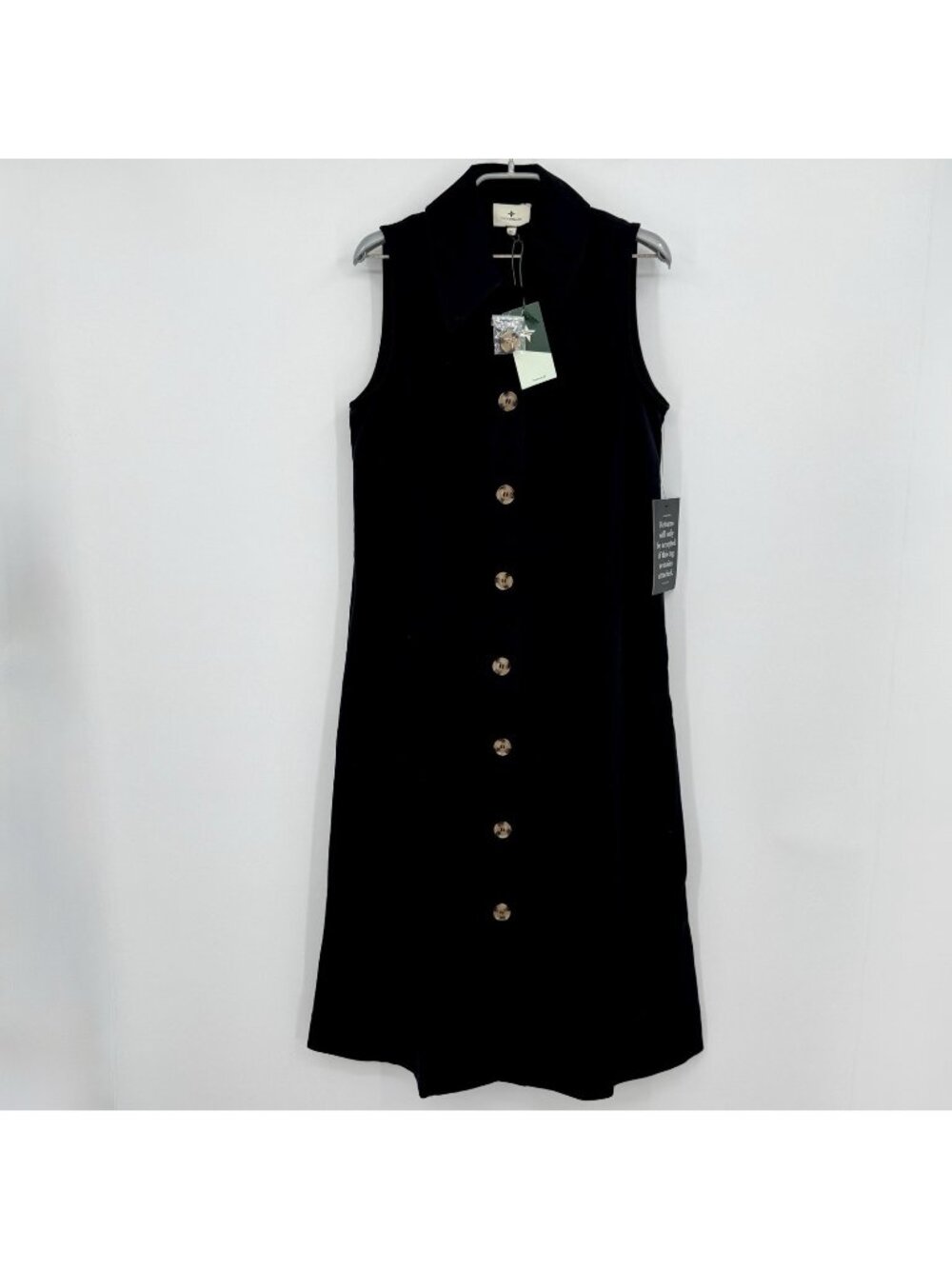 Tuckernuck Black Sleeveless Chamberlin Dress size M Midi Button Front *No Belt